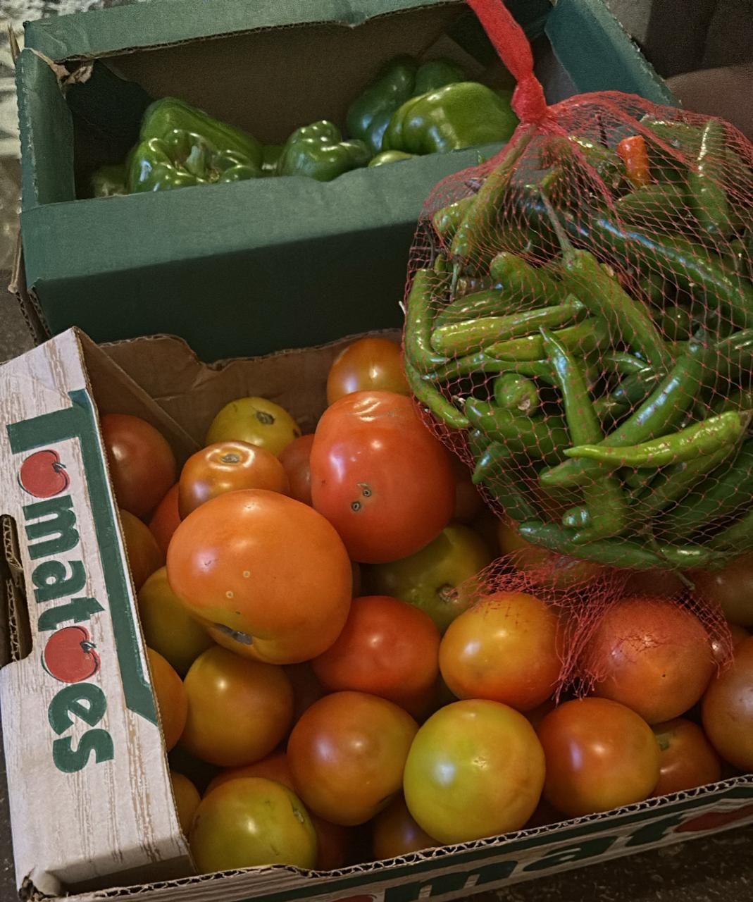 Vibrant green peppers ready for market